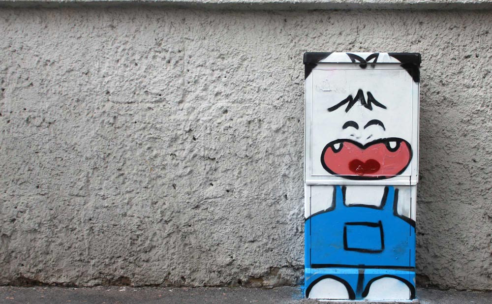 Spank, from Hello! Spank manga, painted on an electric cabinet in Milan. Street art by Pao
